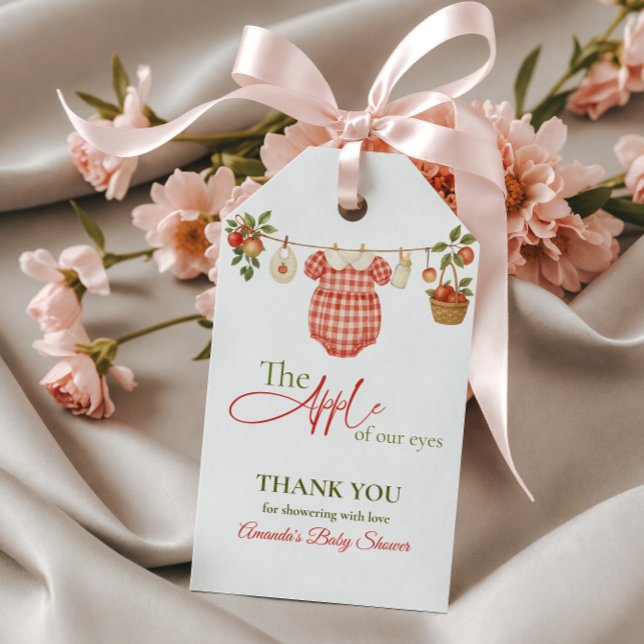 Rustik torkställning Äpple Lokalt Odlad Baby Showe Presentetikett (Skapare uppladdad)