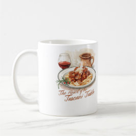 Rustik toskansk pappardellepastavattenfärgskonst kaffemugg