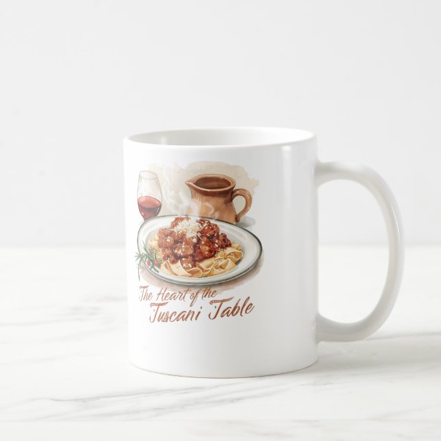 Rustik toskansk pappardellepastavattenfärgskonst kaffemugg (Höger)