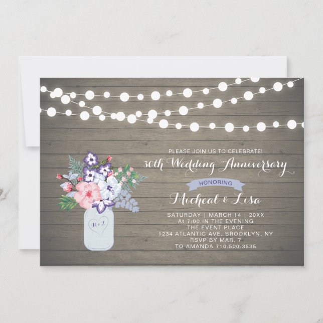 Rustik Trä 30-års Jubileumsinbjudan Inbjudningar (Framsida)