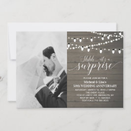 Rustik Trä 50-års Fotografi Bröllopsjubileum Inbjudningar