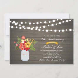 Rustik Trä 50-års Överrasknings Bröllopsjubileum Inbjudningar