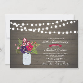 Rustik Trä 50-års överraskningsjubileum Inbjudningar