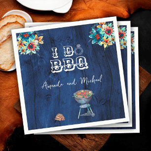 Rustik Trä Bakgård I Do BBQ Övningsmiddag Pappersservett