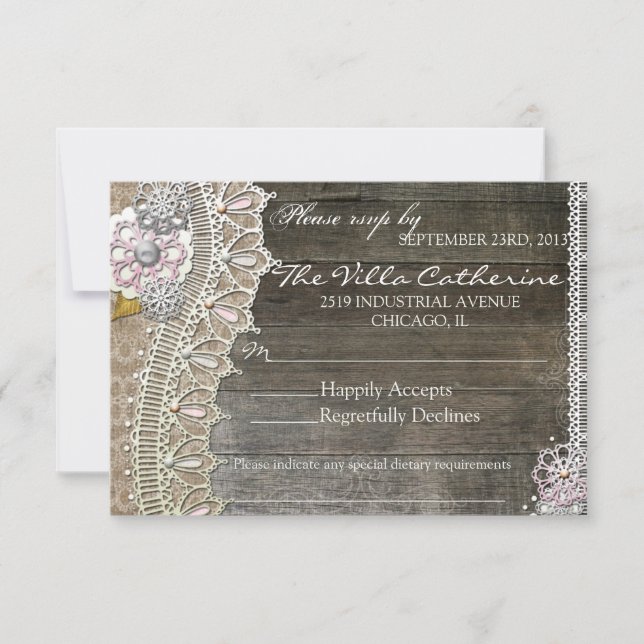 Rustik Trä Blommig Bröllopsfirande RSVP OSA Kort (Framsida)