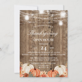 Rustik Trä & Blommig Thanksgiving Öppet Hus Inbjudningar
