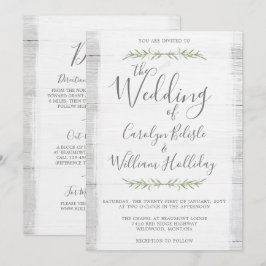 Rustik Trä Botanisk Bröllopsinbjudan + Detaljer Inbjudningar