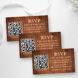 Rustik Trä Bröllop QR RSVP Tilläggskort