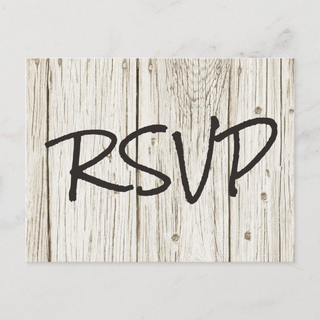 Rustik Trä Bröllop RSVP Inbjudan Vykort (Framsida)