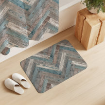Rustik trä chevron Aqua Blå Beige Grå