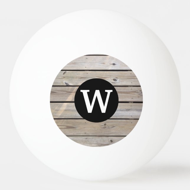 Rustik Trä Cirkel Monogram Personlig Pingisboll (Framsidan)
