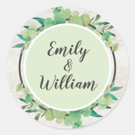 Rustik trä & Eukalyptusblad Botaniska namn Runt Klistermärke