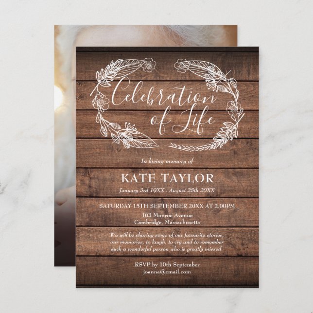 Rustik Trä Firande Av Livet Foto Meddelande Vykort (Fram/baksida)