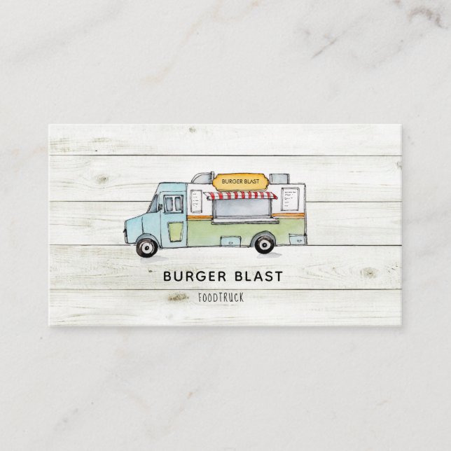 Rustik trä Food Truck logotyp  Affärskort Visitkort (Framsida)