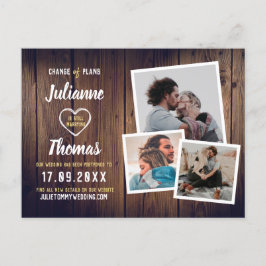 Rustik Trä Foto Collage Elegant Ändring av Planer Meddelande Vykort