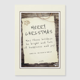 Rustik Trä Gammal Pappersskrift Glad Jul Kort