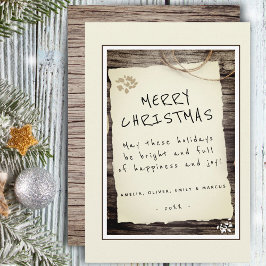 Rustik Trä Gammal Pappersskrift God Jul Julkort