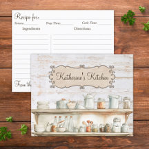 Rustik Trä Gårdshus Köks Familj Receptkort