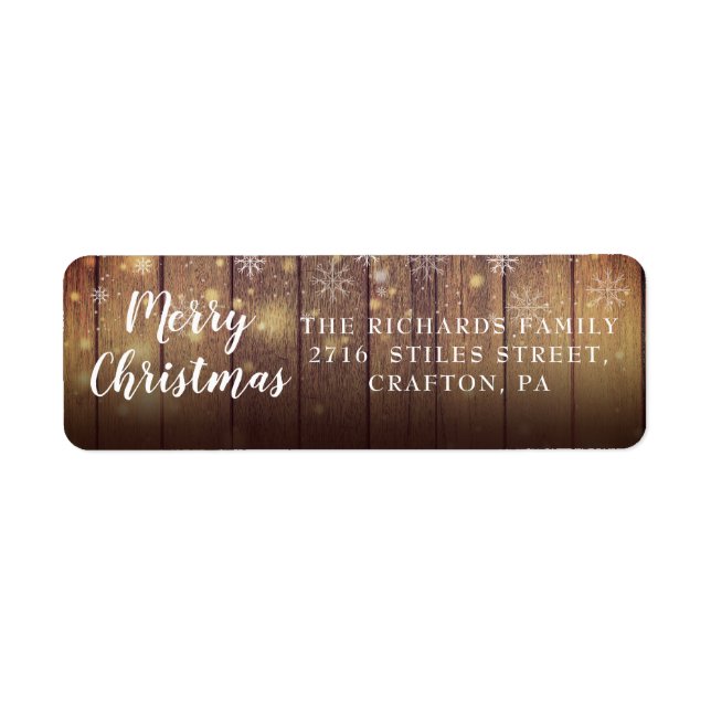 Rustik trä God jul returadressetikett Returadress Etikett (Framsidan)