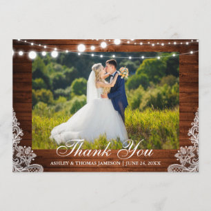 Rustik Trä Hochzeitsljus Lace Foto Tack Kort