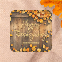 Rustik Trä Höstblad Thanksgiving Present