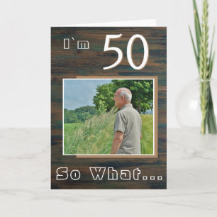 Rustik Trä Inspirerande 50-års Födelsedagsfoto Kort