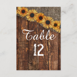 Rustik Trä Jutesäck Solros Bord Nummer Sittplatser Inbjudningar