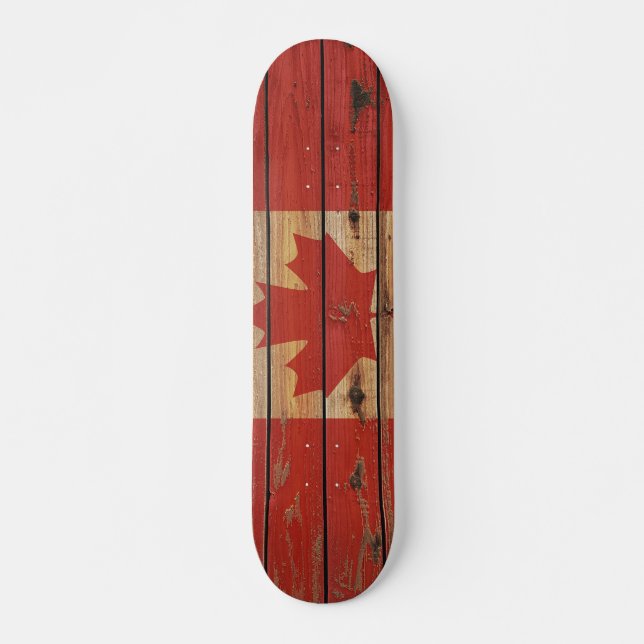 Rustik trä Kanada Flagga Skateboard Bräda 19,5 Cm (Framsida)