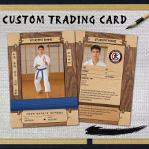 Rustik Trä Karate Blått Bälte Byteskort