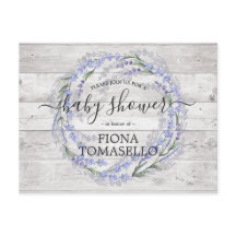 Rustik Trä Lavendel Blommig Krans Baby Shower