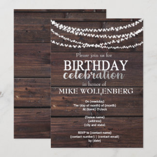 rustik trä masculin födelsedagsinbjudan inbjudningar