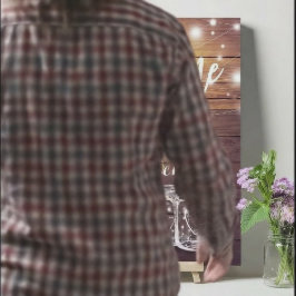 Rustik trä murbrukslampa sträng ljus bröllop välko poster