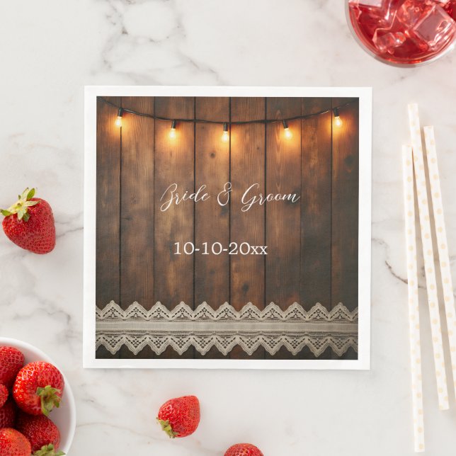 Rustik Trä och Spets Bröllop Pappersservett (Insitu)