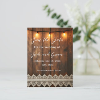 Rustik Trä och Spets Spara Datum Postkort Vykort