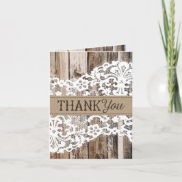 Rustik Trä och Spets Tacksamhetskort Tack Kort