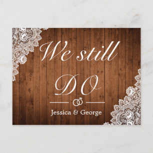 Rustik trä- och spetsårsdagsinbjudan fortfarande g meddelande vykort