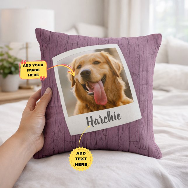 Rustik Trä Personlig Husdjur Foto Kudd för Mamma Kudde (Rustic Wood Personalized Pet Photo Throw Pillow for Dog Mom)