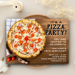 Rustik Trä Pizzafödelsedagsfest Inbjudningar