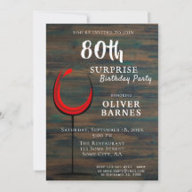Rustik Trä Röd Vin 80-årsfirande Överraskningsfest