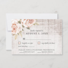 Rustik Trä & Romantiska Rosor Shabby Chic RSVP-kor Inbjudningar