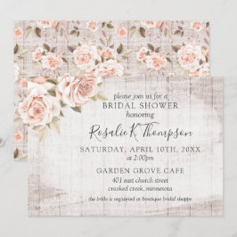 Rustik Trä & Romantiska Rosor Stuga Bröllopsfest Inbjudningar