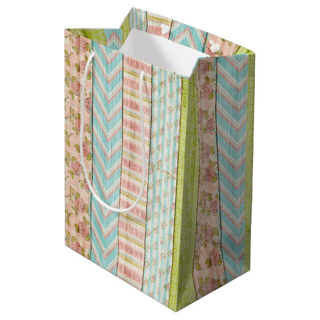 Rustik Trä Shabby Chic Blommig Rosa Tea Party (Baksidan Vinklad)