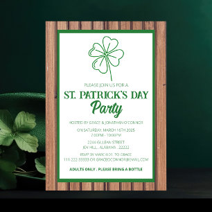 Rustik trä & Shamrock St. Patrick's Day-firande Inbjudningar
