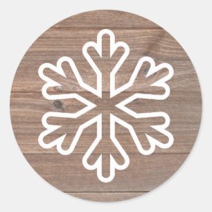 Rustik Trä Snöflinga - Rund Klistermärke