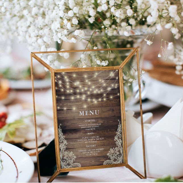 Rustik Trä & Strängljus Meny (Menu Card Mock-up)