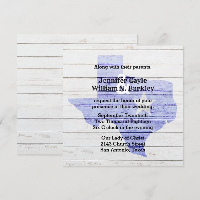 Rustik Trä Texas Bröllopsinbjudan Inbjudningar (Fram/baksida)