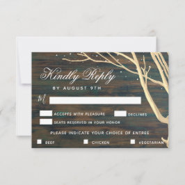 Rustik Trä Träd Bröllopsmeny Val RSVP-kort OSA Kort