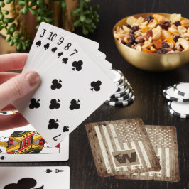 Rustik Trä USA Flagga Monogram Casinokort