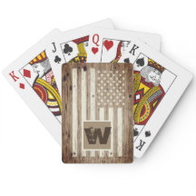 Rustik Trä USA Flagga Monogram