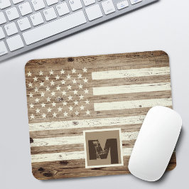 Rustik Trä USA Flagga Monogram Musmatta